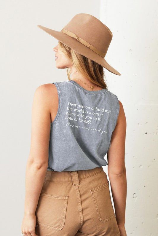 BE KIND Front & Back Mineral Graphic Tank Top