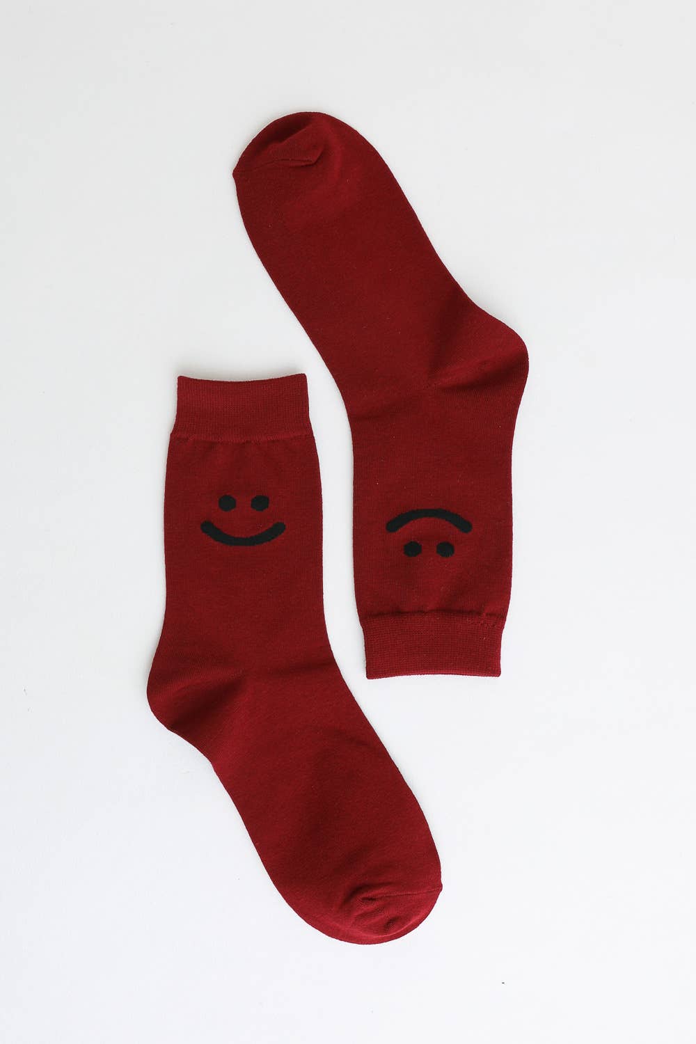 Smiley Face Crew Socks: Red