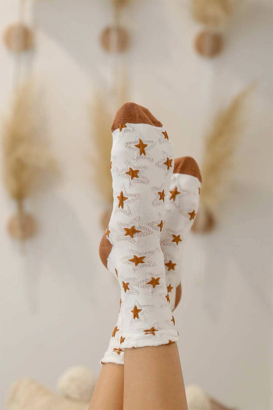 Star Design Socks: White